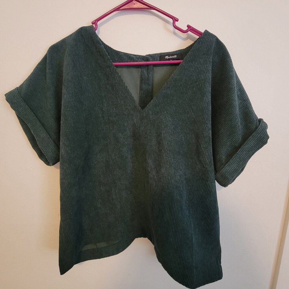 Green corduroy top